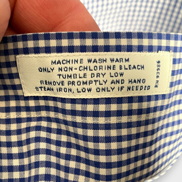 Brooks Brothers Regent Fit Button Up Shirt Mens 16.5 34 Blue Gingham Non Iron - Picture 5 of 8
